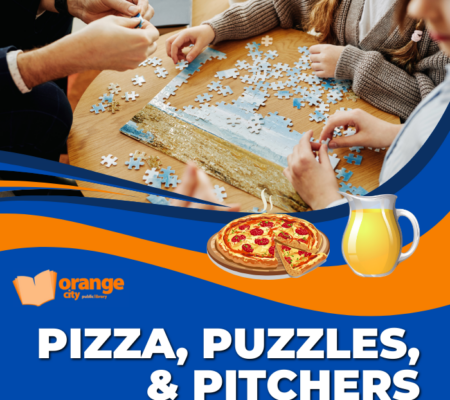 Orange City Library announces their Pizza, Puzzles, & Pitchers event