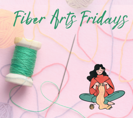 Image of thread and needle and person knitting