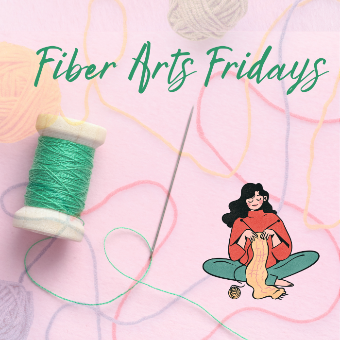 Image of thread and needle and person knitting