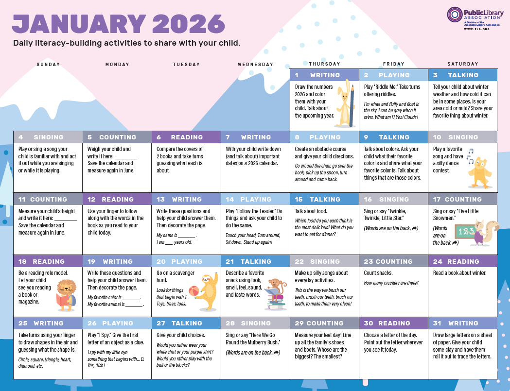 January 2026 Early Lit Calendar image