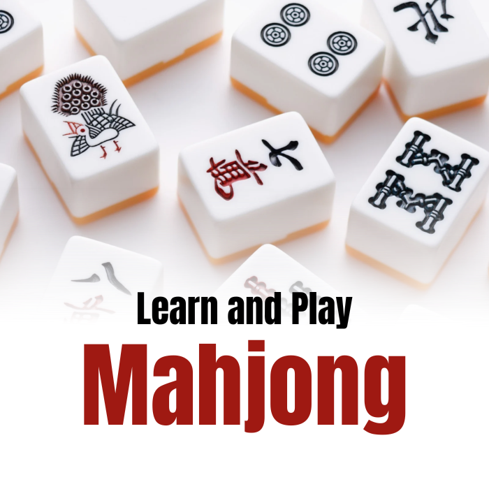 image of mahjong tiles and text that says learn and play mahjong