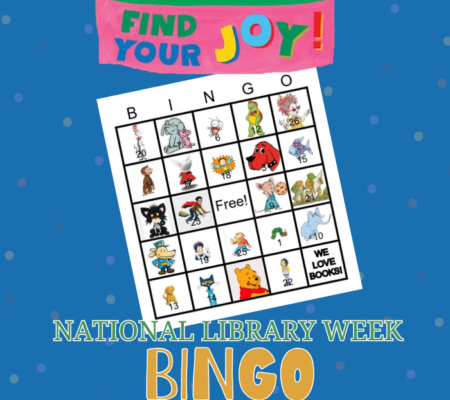 Image of a book character bingo card to advertise a bingo event