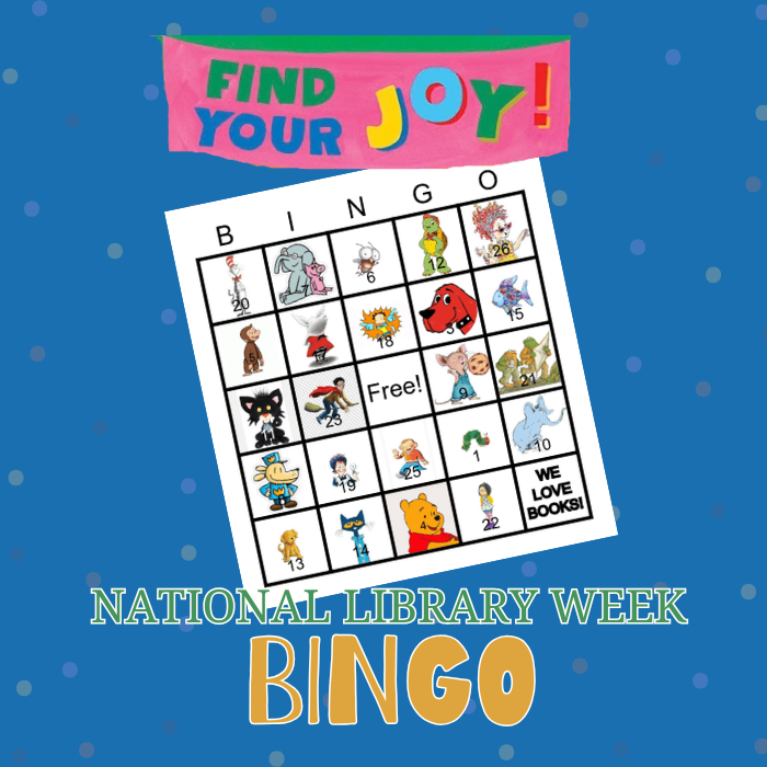 Image of a book character bingo card to advertise a bingo event