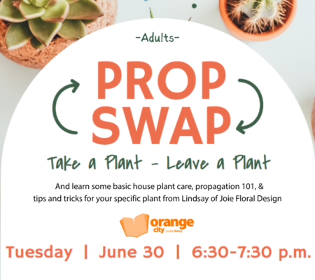 Image of succulents and words advertising a plant prop swap event