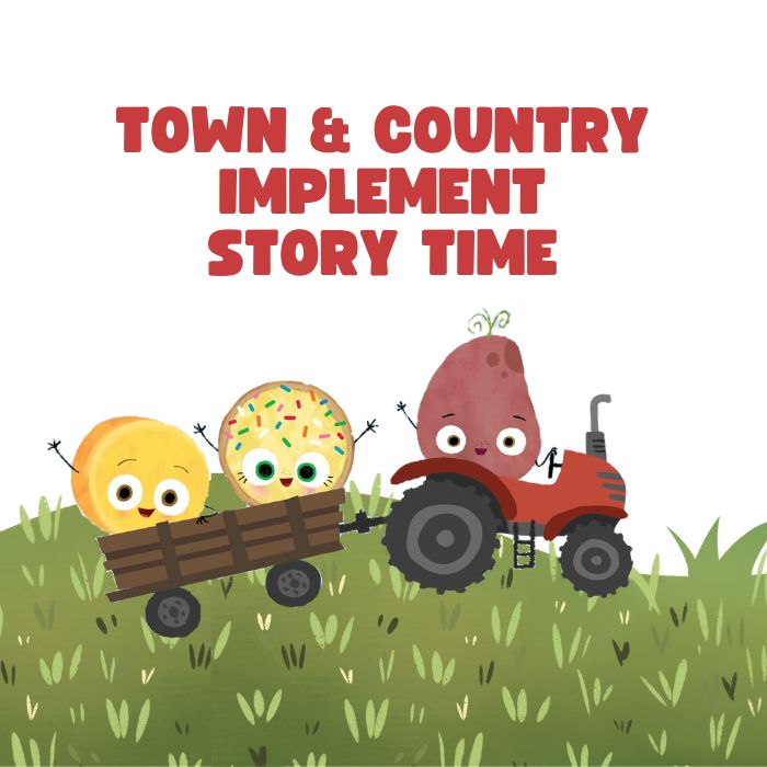 characters riding on a tractor and in a wagon