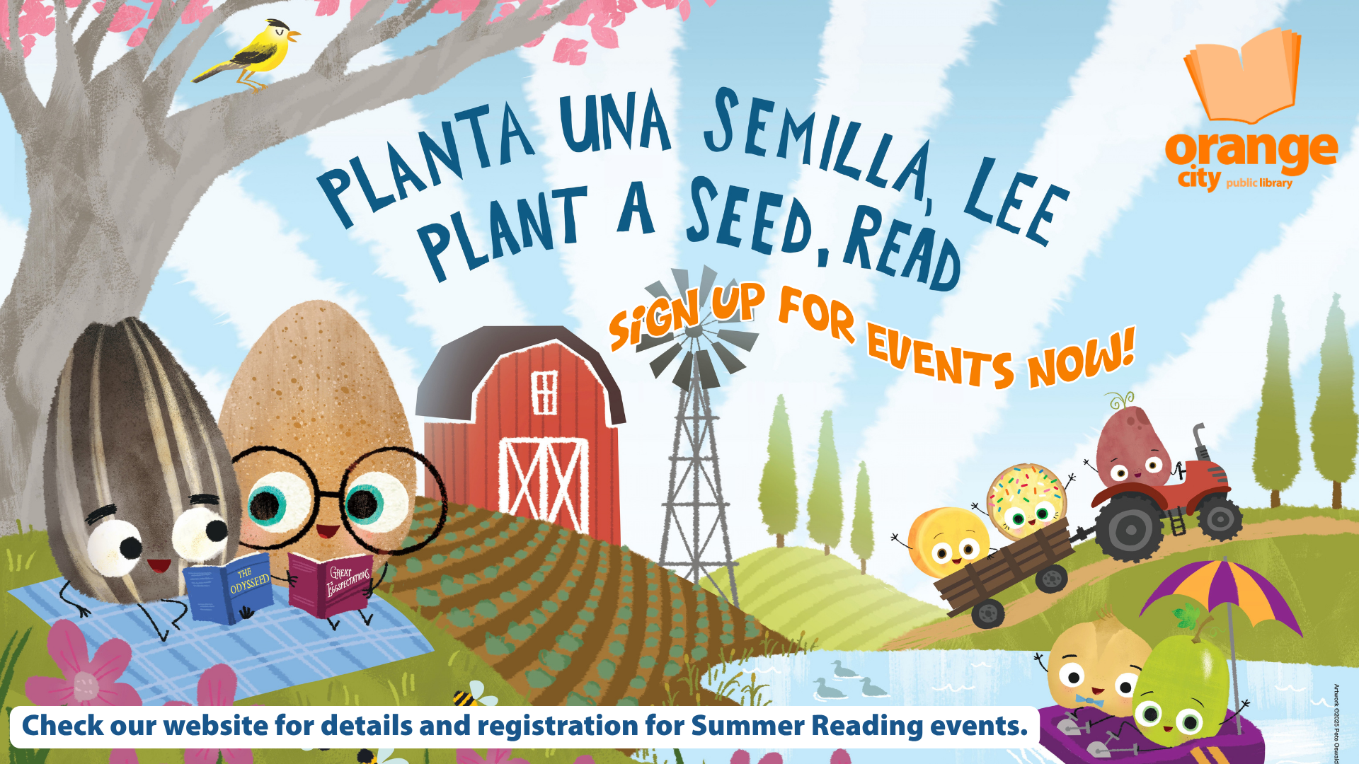 animated characters on a farm and sitting by a pond reading