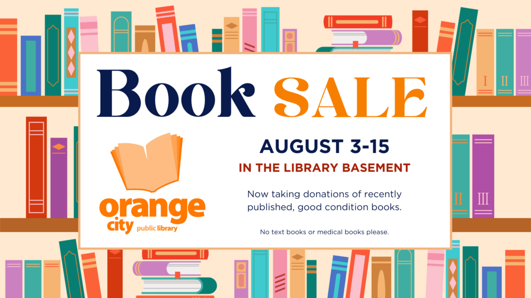 full bookshelves advertising our book sale